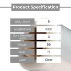 12 Rolls 5  In  X 1000 Ft  Hand Wrap Stretch Shrink Film With Handle  55 Gauge