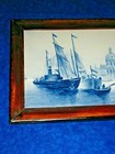 Villeroy Boch Mettlach Art Pottery Wall Plaque Holland Blue Delft Fishing Boat  