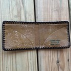 Vintage Leather Bi-fold Wallet Pheasant Hunting  Usa Made Whipstitch Hand Tooled