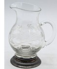 Vintage 1950s Floral Etched Glass Pitcher     Mid century Barware