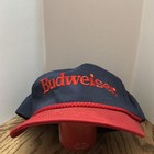 Vtg 90s Budweiser Beer Snapback Hat Cap Blue Red Embroidered Baseball Cap Usa