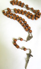 Vintage Catholic Rosary With Silver Crucifix   Square Wood Beads Made In Italy