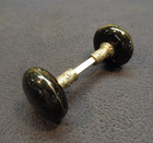 Pair Antique Victorian Jet Black Porcelain Door Knob Eastlake Shank - Blw 1880 s