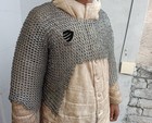 Chainmail Half Body 9mm Flat Ring Riveted Hauberk Half Sleeves Chainmail Shirt