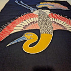 Vintage Crane Japanese Tsutsugaki Rice Paste Resist On Nubby Cotton 38  X 36 
