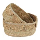  Scalloped Basket 2pack  Natural Seagrass Wicker Storage Basket For Nursery  
