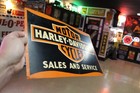Scarce 1940s Harley Davidson Motorcycle Sales Painted Tin Tacker Dealer Sign