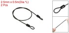 2pcs Security Steel Cable 2 5mmx0 5m Coated Luggage Lock Rope With Loop Black