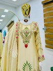 New Beautiful Cream Chinon Silk Kurta Palazzo With Dupatta For Women   Girls