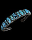 Gorgeous Vintage Early Navajo Turquoise Cluster Cuff Size 7  - Great Design