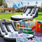 24ft Commercial Giant Pvc Inflatable Bounce House Water Slide With Black Pool