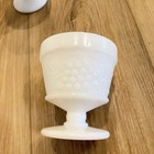 A Set Of 8 Vintage Anchor Hocking Milk Glass Grape Pattern Footed Sherbet Cup  