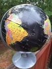 Vtg Replogle Starlight Black 12 Inch World Globe Rotating With Metal Base Read