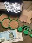 Cute Vintage Craft Kit Frog Cork Coasters   Wood Holder Complete W instructions