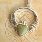 22mm Connemara Marble Claddagh Pendant-handmade Irish Ireland Love Jewelry