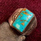 1920s Best Navajo Cigar Band Blue Turquoise Fred Harvey Mens Antique Silver Ring