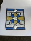 Small Antique Jeweled Stained Glass Window  3 Pressed Jewels 1930s