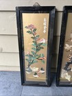 Set Of 3 Vintage Chinese Jade Hardstone Inlay 12x30x1 5 Panels Framed Wall Art