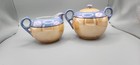 Antique Japanese Lusterware Sugar Bowl W Lid And Matching Creamer Set