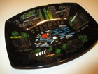 Vintage Souvenir Black Plastic Tray Hollywood Los Angeles Ca Landmarks