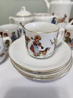 Antique German Child s Children At Play Decorated Tea Set - 13 Pieces- Free Ship