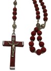 Vintage Catholic Religious 17 5    Red Bead Rosary marked Italy