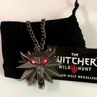 The Witcher 3 Wild Hunt Wolf Medallion Necklace Led Red Light Pendant