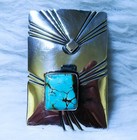 Signed Navajo  Pedestal Set Turquoise Bolo Tie Sterling
