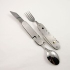 Folding Pocket Knife   6 Multi Tool Hobo Camp - Fork Spoon Can-opener Corkscrew