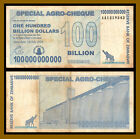 25 X Zimbabwe 100 Billion Dollar Special Agro Cheque Bill Banknote- Pre Trillion