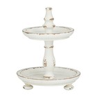 2 Tier Server Cake Stand Display Shelf 8  X 10  White Wood Small Distressed Us