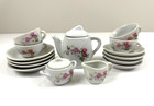 17 Pc China Tea Set - Child s Play Set - White W pink Roses Pattern - Vintage