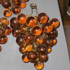 Vintage Hand Blown Glass Grape Cluster Wall Lamp Sconce Shades Cages Old Light 4