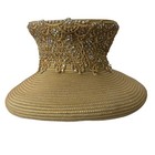 Shellie Mcdowell Gold Metallic Lace Rhinestone Wide Brim Church Derby Hat