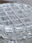 Vintage Clear Glass Drink Coasters Set Of 8  Waffle Grid Barware Mcm