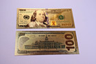 24k Gold Plated Foil  100 Dollar Bill Collectible Novelty Gift - 100 Pack