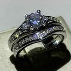 2 50ct Round Cut Moissanite Bridal Set Engagement Ring 14k White Gold Plated