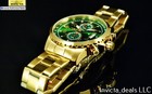 New Invicta Men s 45mm Pilot Specialty Chronograph Green Dial Gold Tone Ss Watch