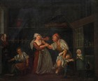 Framed 19th Century Oil - The Bookbinder s Workshop