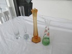 Lot Of 4  Mixed Design Glass Vases   nice     