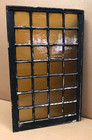 Antique Vtg 20x32 28 Lite Stained Amber Glass Early Window Sash Old 878-26b