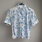 Vtg 1950s Adelaar Beautiful Floral Pleated Boxy Button Up summer m l