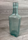 Vintage Aqua Glass Bottle Scotts Emulsion Cod Liver Oil With Lime   Soda  9 25 