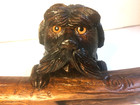 Antique Black Forest Swiss Wood Carved Dog Inkwell- Box W  Log Pen Rest Xl