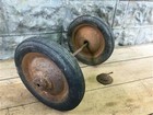 2 Vintage Metal Baby Buggy Wheels Pedal Car Garden Cart Pumpkin Wagon A37