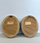 Vintage Colonial Silhouette Portrait Wall Plaques Oval Framed Pair Cottage Decor