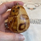 Handcarved Cat Gourd Ornament Detailed Rattles Peru