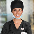 Satin Lined Scrub Caps Women Nurse Surgical Hat With Buttons Ponytail Working   