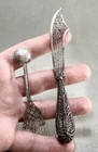 Antique Silver Filigree Knife   Spoon Set   Middle Eastern Vintage   18 9g