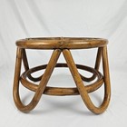 Vintage Rattan Footstool Ottoman Plant Stand Bent Bamboo Boho Mid-century Modern
